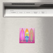 Rosa Geboren zum Surfen Magnet (In Situ (Geschirrspüler))