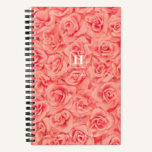 Rosa Gebundete Rose Klassisches Monogramm Notizblock