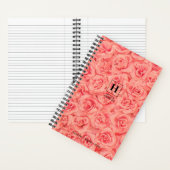Rosa Gebundete Rose Klassisches Monogramm Notizblock (Innen)