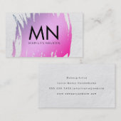 Rosa gebürstet mit weißer Textur und Chic Monogram Visitenkarte (Vorne/Hinten)