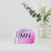 Rosa gebürstet mit weißer Textur und Chic Monogram Visitenkarte (Stehend Vorderseite)