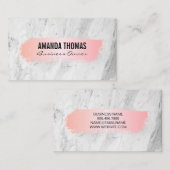 Rosa gebürstet | Weißer Marmor Visitenkarte (Vorne/Hinten)
