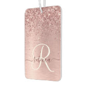Rosa gebürsteter Glitzer Monogramm Name Autolufterfrischer (Links)