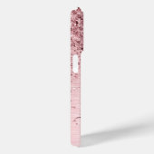 Rosa gebürsteter Glitzer Monogramm Name Case-Mate iPhone Hülle (Rückseite / Rechts)