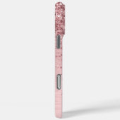 Rosa gebürsteter Glitzer Monogramm Name Case-Mate iPhone Hülle (Rückseite / Rechts)