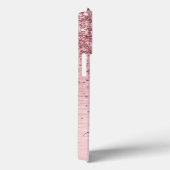 Rosa gebürsteter Glitzer Monogramm Name Case-Mate iPhone Hülle (Rückseite / Rechts)