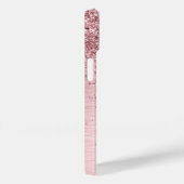 Rosa gebürsteter Glitzer Monogramm Name Case-Mate iPhone Hülle (Rückseite / Rechts)