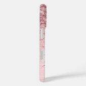 Rosa gebürsteter Glitzer Monogramm Name Case-Mate iPhone Hülle (Rückseite / Rechts)