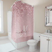 Rosa gebürsteter Glitzer Monogramm Name Duschvorhang (Beispiel)