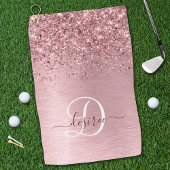 Rosa gebürsteter Glitzer Monogramm Name Golfhandtuch