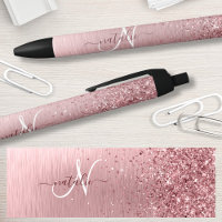 Rosa gebürsteter Glitzer Monogramm Name