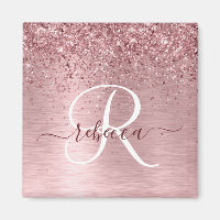 Rosa gebürsteter Glitzer Monogramm Name