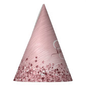 Rosa gebürsteter Glitzer Monogramm Name Partyhütchen (Links)
