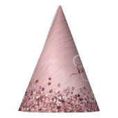 Rosa gebürsteter Glitzer Monogramm Name Partyhütchen (Links)
