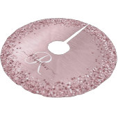 Rosa gebürsteter Glitzer Monogramm Name Polyester Weihnachtsbaumdecke (Schrägansicht)