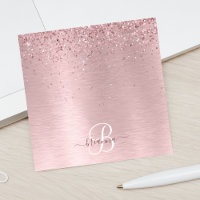 Rosa gebürsteter Glitzer Monogramm Name