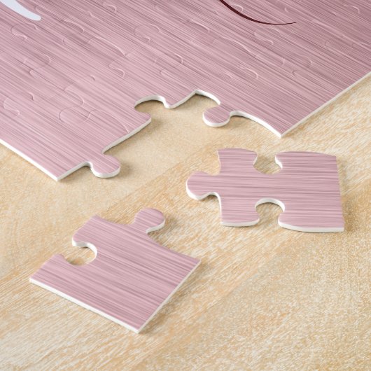 Rosa gebürsteter Glitzer Monogramm Name Puzzle (Seite)