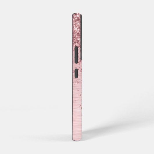 Rosa gebürsteter Glitzer Monogramm Name Samsung Galaxy Hülle (Rechte Seite)