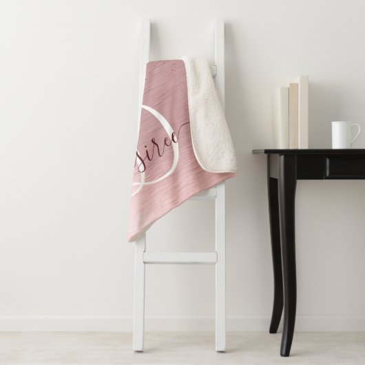 Rosa gebürsteter Glitzer Monogramm Name Sherpadecke (Beispiel)