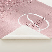 Rosa gebürsteter Glitzer Monogramm Name Sherpadecke (3/4)