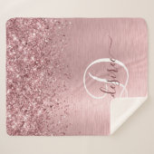 Rosa gebürsteter Glitzer Monogramm Name Sherpadecke (Vorderseite (Horizontal))