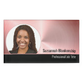 Rosa gebürstetes Foto Beruflich Namenschild (Vorderseite)