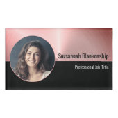 Rosa gebürstetes Foto Beruflich Namenschild (Vorderseite)