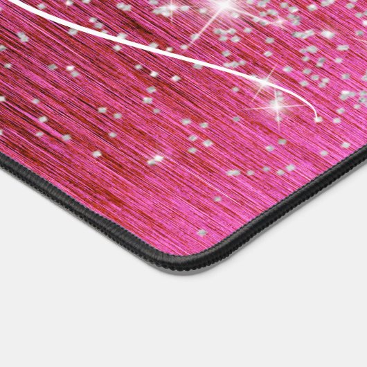 Rosa, gebürstetes Metall - Silbertablett Glitzer M Schreibtischunterlage (Ecke)