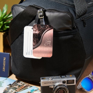 Rosa gebürstetes Metall und mit Monogramm metallis Gepäckanhänger