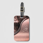 Rosa gebürstetes Metall und mit Monogramm metallis Gepäckanhänger (Vorderseite Vertikal)
