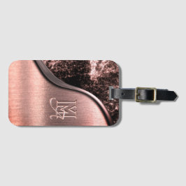 Rosa gebürstetes Metall und mit Monogramm metallis Gepäckanhänger