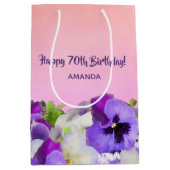 Rosa Geburt lila Blütenflorale Mittlere Geschenktüte (Vorderseite)