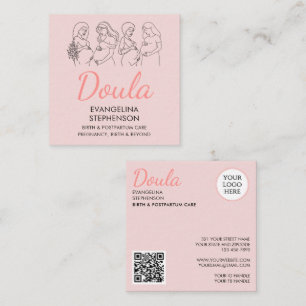 Rosa Geburt Postpartum Linienkunst Hebamme Doula Quadratische Visitenkarte