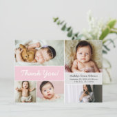 Rosa Geburtsankündigung Custom Foto Baby Dusche Dankeskarte (Stehend Vorderseite)