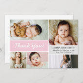 Rosa Geburtsankündigung Custom Foto Baby Dusche Dankeskarte (Vorne/Hinten)
