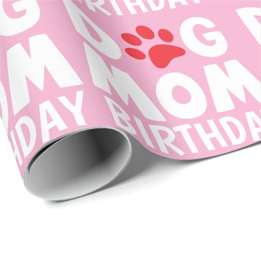 Rosa Geburtshund Mama Geschenkpapier (Rolleneckpunkt)