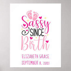 Rosa Geburtsstatistiken Baby Fußabdruck Frech seit Poster