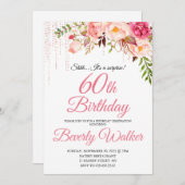 Rosa Geburtstag 60. Überraschung Einladung (Vorne/Hinten)