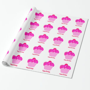 Rosa Geburtstag-Cupcakes Geschenkpapier