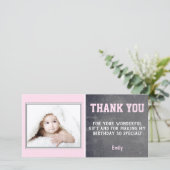 Rosa Geburtstag Danke schön Foto-Card-Kinder (Stehend Vorderseite)