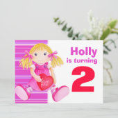 Rosa Geburtstag des 2. Geburtstages der Einladung (Stehend Vorderseite)