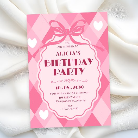 Rosa Geburtstag Einladung