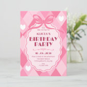 Rosa Geburtstag Einladung (Stehend Vorderseite)