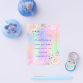 Rosa Geburtstag lila Glitzer Einladung Flyer (Einzeln)