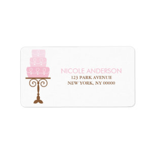 Rosa Geburtstags-Kuchen Adressaufkleber