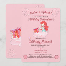 Rosa Geburtstagseinladung Unterwasser Editable