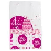 Rosa Geburtstagsfeier Mittlere Geschenktüte (Vorderseite)