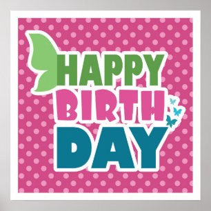 Rosa Geburtstagsgedicht für Mädchen. Poster