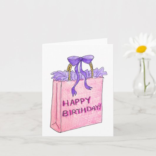 Rosa Geburtstagsgeschenk Karte (Kleine Pflanze)