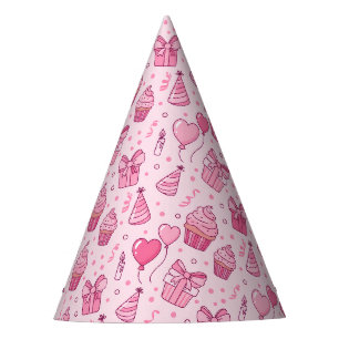 Rosa Geburtstagshut mit Cupcakes Partyhütchen